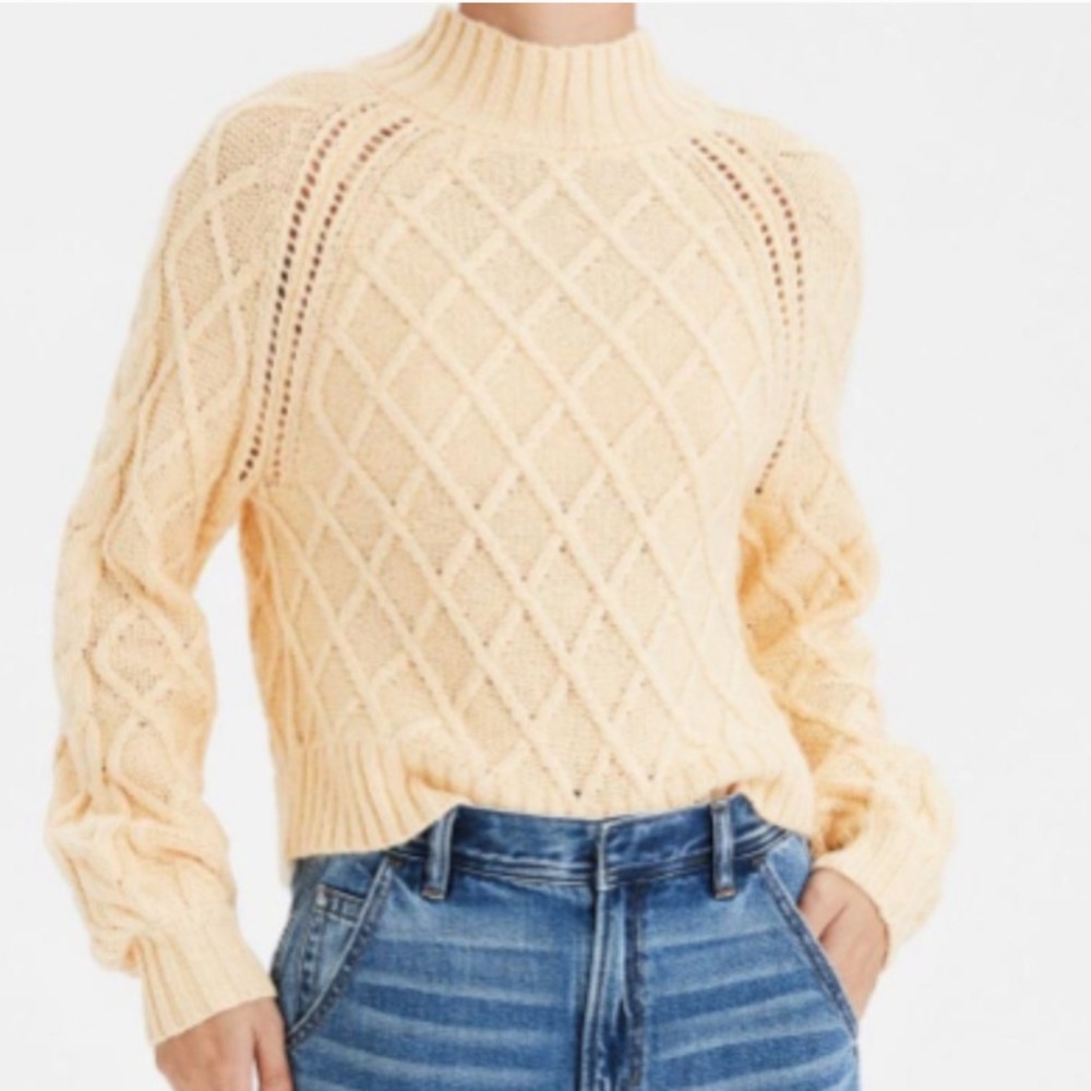 NWOT Mock Neck Cable Knit Sweater